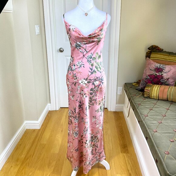 Guess Dress Maxi Floral Slip Dress Pink Green Multi (S) - Picture 1 of 7